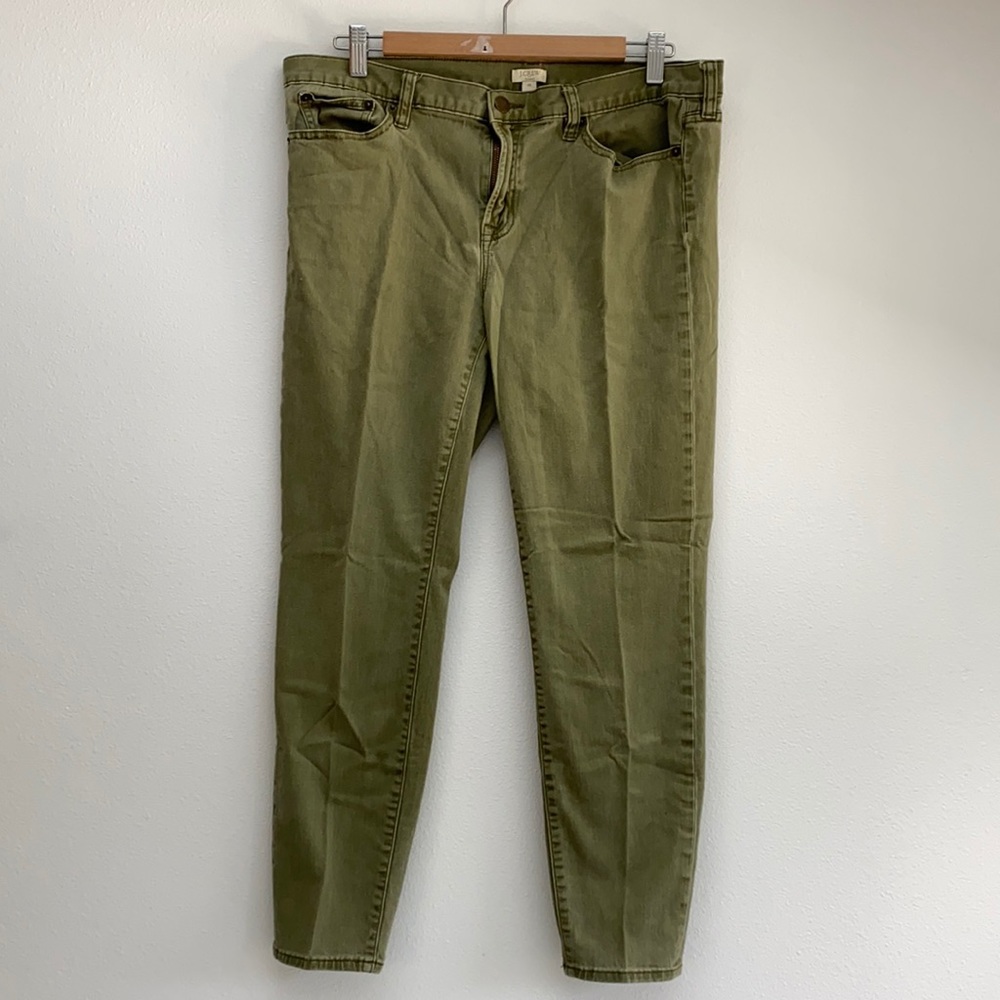 J. Crew Stretch Skinny Capri Army Green 33